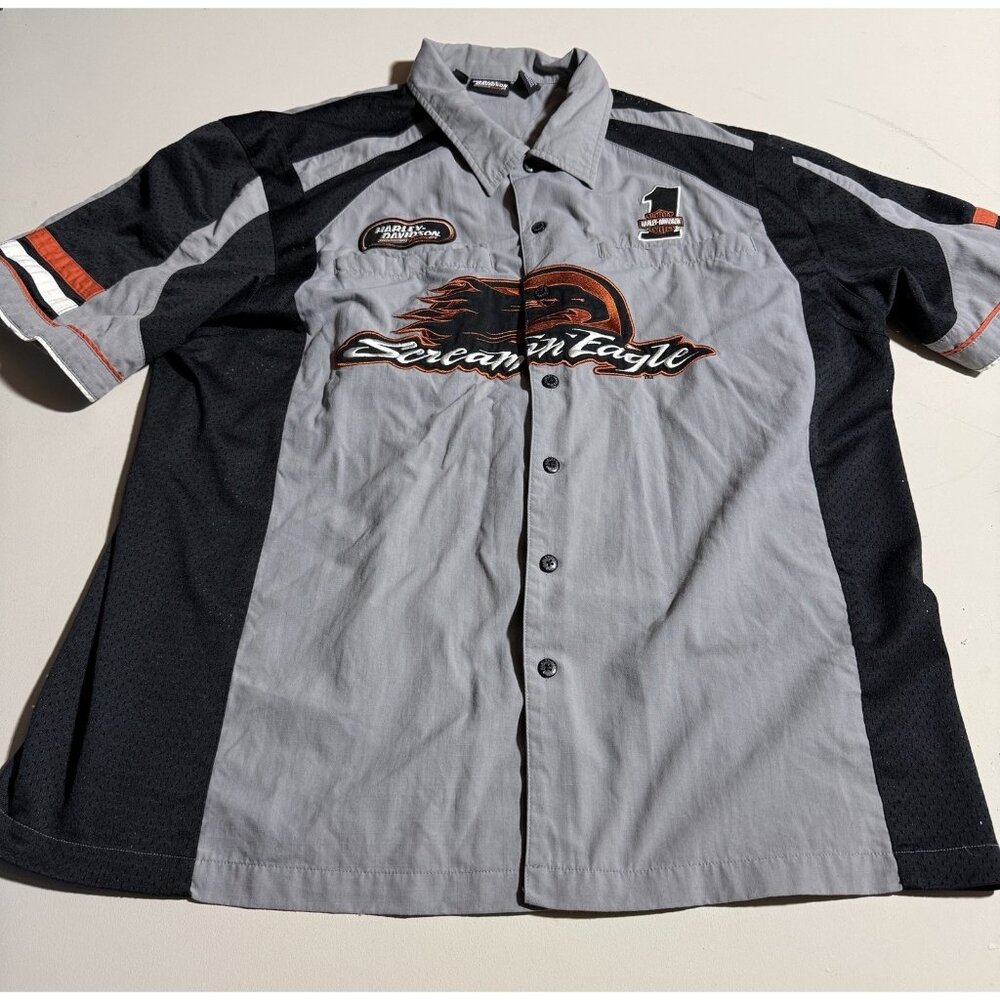 Harley Davidson Shirt Men’s XL Screaming Eagle Embroidered Button Up Graphic